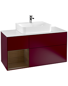 Villeroy und Boch Finion Villeroy und Boch F161GNHB 120cm, plaque de finition blanc mat, étagère gauche placage Peony Matt , Peony Matt