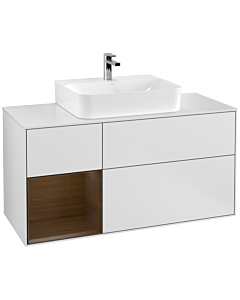 Villeroy und Boch Finion Villeroy und Boch Finion F161GNMT 120cm, cover plate white matt, shelf on the left walnut veneer, white matt lacquer