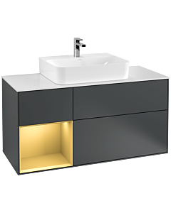 Villeroy und Boch Finion Villeroy und Boch F161HFHG 120cm, couvercle blanc mat, étagère gauche or mat, Midnight Blue Matt Lacquer