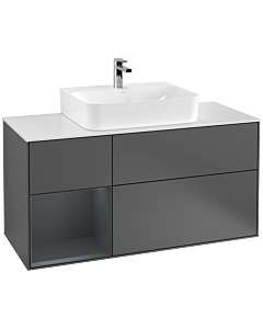 Villeroy und Boch Finion Villeroy und Boch F161HGGK 120cm, plaque de recouvrement blanc mat, étagère gauche Midnight Blue Matt Lacquer , anthracite mat