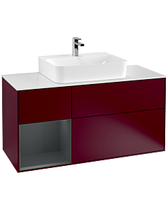 Villeroy und Boch Finion Villeroy und Boch F161HGHB 120cm, plaque de finition blanc mat, étagère gauche Midnight Blue Matt Lacquer , Peony Matt