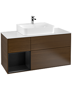 Villeroy und Boch Finion Villeroy und Boch Finion F161PDGN 120cm, cover plate white matt, shelf left black matt lacquer, walnut veneer