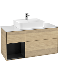 Villeroy und Boch Finion Villeroy und Boch Finion F161PDPC 120cm, cover plate white matt, shelf left black matt lacquer, Oak Veneer