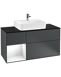Villeroy und Boch Finion Villeroy und Boch Finion F162GFHG 120cm, cover plate black matt, shelf left Glossy white lacquer, Midnight Blue Matt Lacquer