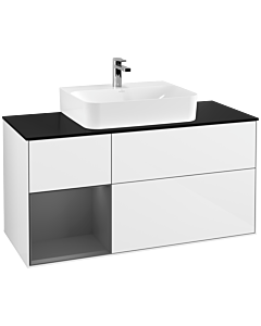 Villeroy und Boch Finion Villeroy und Boch Finion F162GKGF 120cm, cover plate black matt, shelf left anthracite matt, glossy white lacquer