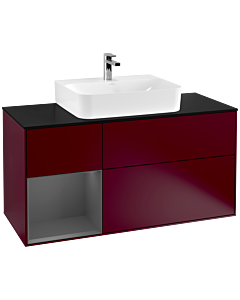Villeroy und Boch Finion Villeroy und Boch F162GKHB 120cm, plaque de finition noir mat, étagère gauche anthracite mat, Peony Matt