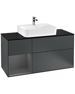 Villeroy und Boch Finion Villeroy und Boch F162GKHG 120cm, couvercle noir mat, étagère gauche anthracite mat, Midnight Blue Matt Lacquer