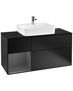 Villeroy und Boch Finion Villeroy und Boch Finion F162GKPD 120cm, cover plate black matt, shelf left anthracite matt, black matt lacquer