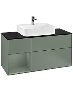 Villeroy und Boch Finion Villeroy und Boch Finion F162GMGM 120cm, cover plate black matt, shelf left Olive Matt Lacquer , Olive Matt Lacquer