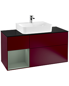 Villeroy und Boch Finion Villeroy und Boch Finion F162GMHB 120cm, cover plate black matt, shelf left Olive Matt Lacquer , Peony Matt