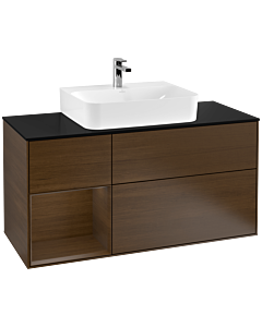 Villeroy und Boch Finion Villeroy und Boch Finion F162GNGN 120cm, cover plate black matt, shelf left Walnut veneer, Walnut veneer