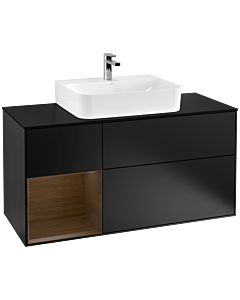 Villeroy und Boch Finion Villeroy und Boch Finion F162GNPD 120cm, cover plate black matt, shelf on the left walnut veneer, black matt lacquer