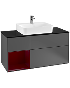 Villeroy und Boch Finion Villeroy und Boch F162HBGK 120cm, plaque de finition noir mat, étagère gauche Peony , anthracite mat