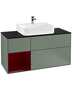 Villeroy und Boch Finion Villeroy und Boch F162HBGM 120cm, plaque de finition noir mat, étagère gauche Peony , Olive Matt Lacquer