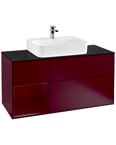 Villeroy und Boch Finion Villeroy und Boch F162HBHB 120cm, plaque de finition noir mat, étagère gauche Peony , Peony Matt