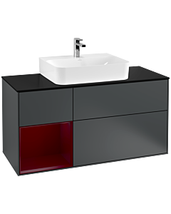 Villeroy und Boch Finion Villeroy und Boch Finion F162HBHG 120cm, cover plate black matt, shelf left Peony , midnight Blue Matt Lacquer
