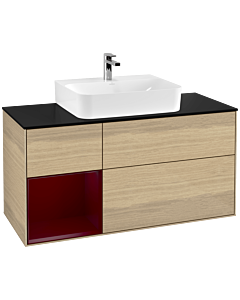 Villeroy und Boch Finion Villeroy und Boch F162HBPC 120cm, plaque de recouvrement noir mat, étagère à gauche Peony , Oak Veneer