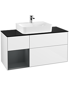 Villeroy und Boch Finion Villeroy und Boch Finion F162HGGF 120cm, cover plate black matt, shelf left Midnight Blue Matt Lacquer , glossy white lacquer