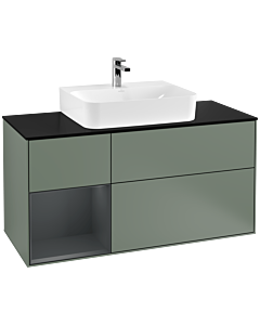 Villeroy und Boch Finion Villeroy und Boch F162HGGM 120cm, plaque de finition noir mat, étagère gauche Midnight Blue Matt Lacquer , Olive Matt Lacquer