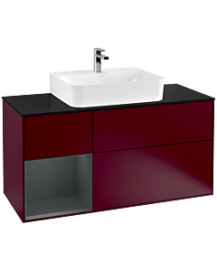 Villeroy und Boch Finion Villeroy und Boch Finion F162HGHB 120cm, cover plate black matt, shelf left Midnight Blue Matt Lacquer , Peony Matt