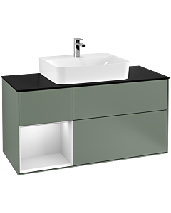 Villeroy und Boch Finion Villeroy und Boch Finion F162MTGM 120cm, cover plate black matt, shelf left white matt lacquer, Olive Matt Lacquer