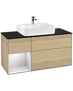 Villeroy und Boch Finion Villeroy und Boch Finion F162MTPC 120cm, cover plate black matt, shelf left white matt lacquer, Oak Veneer