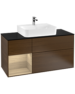 Villeroy und Boch Finion Villeroy und Boch F162PCGN 120cm, plaque de finition noir mat, étagère gauche Oak Veneer , placage Oak Veneer