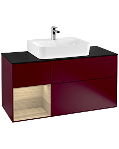 Villeroy und Boch Finion Villeroy und Boch F162PCHB 120cm, plaque de finition noir mat, étagère gauche Oak Veneer , Peony Matt