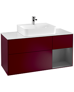 Villeroy und Boch Finion Villeroy und Boch F171GKHB 120cm, plaque de finition blanc mat, étagère droite anthracite mat, Peony Matt