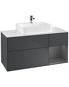 Villeroy und Boch Finion Villeroy und Boch F171GKHG 120cm, plaque de finition blanc mat, étagère droite anthracite mat, Midnight Blue Matt Lacquer