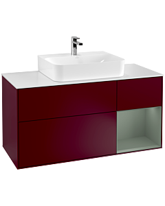 Villeroy und Boch Finion Villeroy und Boch F171GMHB 120cm, plaque de finition blanc mat, étagère à droite Olive Matt Lacquer , Peony Matt