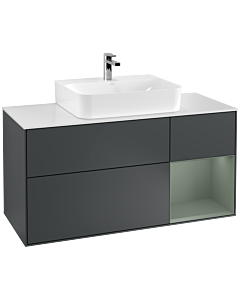 Villeroy und Boch Finion Villeroy und Boch F171GMHG 120cm, plaque de finition blanc mat, étagère à droite Olive Matt Lacquer , Midnight Blue Matt Lacquer