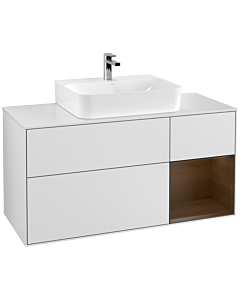 Villeroy und Boch Finion Villeroy und Boch F171GNMT 120cm, plaque de recouvrement blanc mat, étagère droite placage noyer, laqué blanc mat