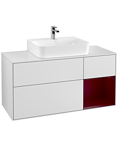 Villeroy und Boch Finion Waschtischunterschrank F171HBMT 120cm, Abdeckplatte white matt, Regal rechts Peony, White matt lacquer