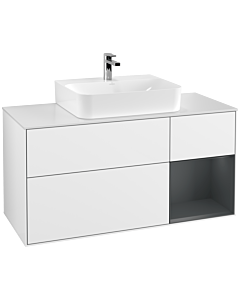 Villeroy und Boch Finion Villeroy und Boch F171HGGF 120cm, plaque de finition blanc mat, étagère à droite Midnight Blue Matt Lacquer , laqué blanc brillant