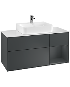 Villeroy und Boch Finion Villeroy und Boch F171HGHG 120cm, plaque de finition blanc mat, étagère à droite Midnight Blue Matt Lacquer , Midnight Blue Matt Lacquer