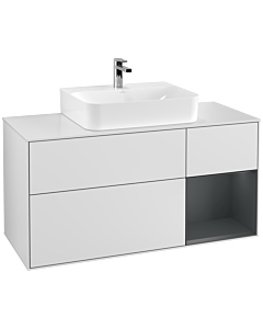 Villeroy und Boch Finion Villeroy und Boch F171HGMT 120cm, plaque de recouvrement blanc mat, étagère à droite Midnight Blue Matt Lacquer , laqué blanc mat