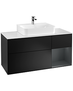 Villeroy und Boch Finion Waschtischunterschrank F171HGPD 120cm, Abdeckplatte white matt, Regal rechts Midnight Blue Matt Lacquer, Black matt lacquer