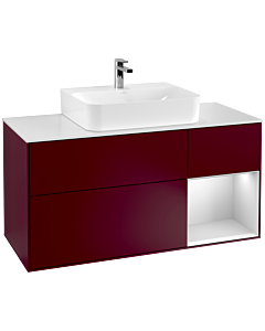 Villeroy und Boch Finion Villeroy und Boch F171MTHB 120cm, couvercle blanc mat, étagère à droite laqué blanc mat, Peony Matt