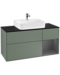 Villeroy und Boch Finion Villeroy und Boch F172GKGM 120cm, plaque de finition noir mat, étagère à droite Anthracite mat, Olive Matt Lacquer