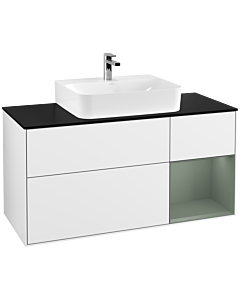Villeroy und Boch Finion Villeroy und Boch Finion F172GMGF 120cm, cover plate black matt, shelf on the right Olive Matt Lacquer , glossy white lacquer