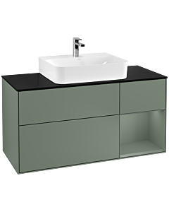Villeroy und Boch Finion Villeroy und Boch Finion F172GMGM 120cm, cover plate black matt, shelf on the right Olive Matt Lacquer , Olive Matt Lacquer