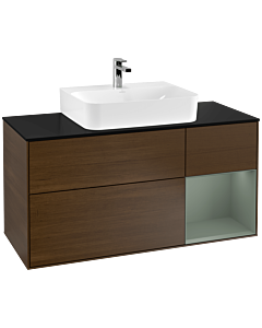 Villeroy und Boch Finion Villeroy und Boch F172GMGN 120cm, plaque de finition noir mat, étagère à droite Olive Matt Lacquer , placage Olive Matt Lacquer