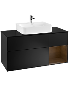 Villeroy und Boch Finion Villeroy und Boch Finion F172GNPD 120cm, cover plate black matt, shelf on the right walnut veneer, black matt lacquer