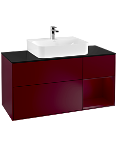 Villeroy und Boch Finion Villeroy und Boch F172HBHB 120cm, plaque de finition noir mat, étagère à droite Peony , Peony Matt