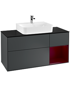 Villeroy und Boch Finion Villeroy und Boch F172HBHG 120cm, plaque de finition noir mat, étagère à droite Peony , Midnight Blue Matt Lacquer