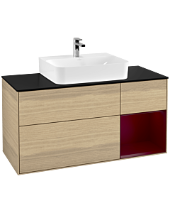 Villeroy und Boch Finion Villeroy und Boch Finion F172HBPC 120cm, cover plate black matt, shelf on the right Peony , Oak Veneer