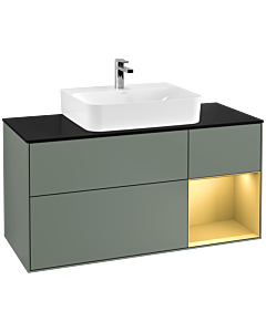 Villeroy und Boch Finion Villeroy und Boch F172HFGM 120cm, couvercle noir mat, étagère droite or mat, Olive Matt Lacquer