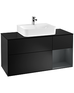 Villeroy und Boch Finion Waschtischunterschrank F172HGPD 120cm, Abdeckplatte black matt, Regal rechts Midnight Blue Matt Lacquer, Black matt lacquer