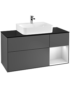 Villeroy und Boch Finion Villeroy und Boch Finion F172MTGK 120cm, cover plate black matt, shelf on the right white matt lacquer, anthracite matt